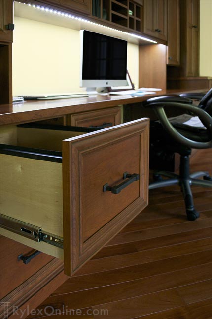 Office Desk File Drawer with Full Extensions and LED Lighting Close Up
