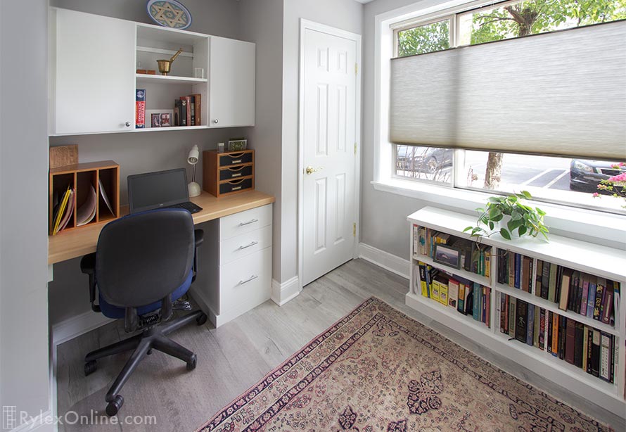 Home Office with Personal Desk and Under Window Bookcase