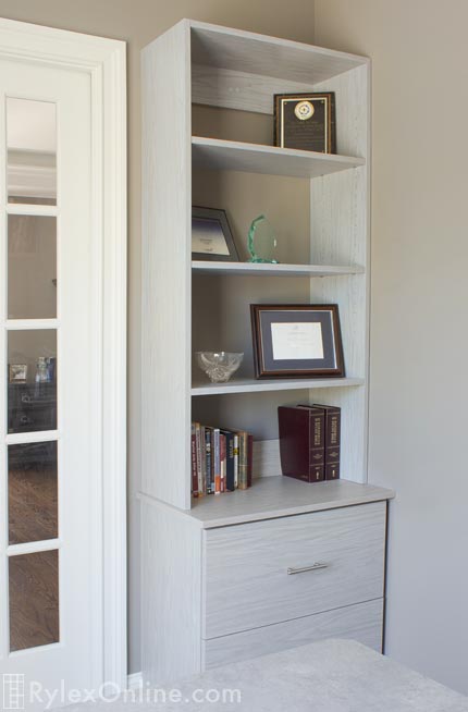 Home Office Corner Cabinet with Open Shelves