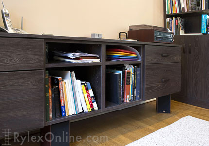 Home Office Storage Cabinet with Open Shelves