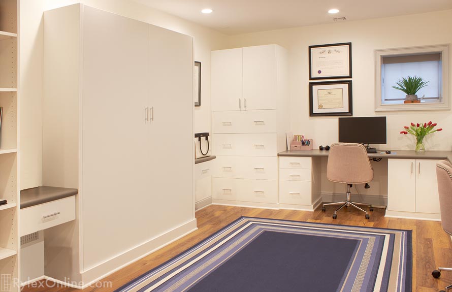 Murphy Bed Cabinet In Home Office with Abundant Lateral File Cabinets