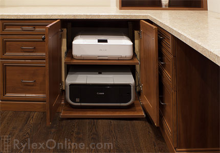Dual Printer Pull-out Cabinet Shelf