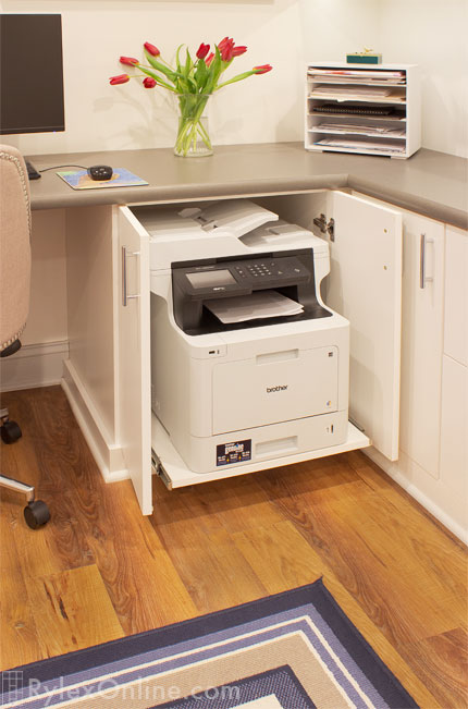 Home Office with Pullout Printer Cabinet