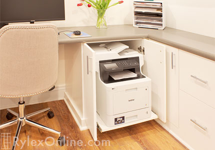 Pullout Printer Shelf Behind Office Cabinet Doors