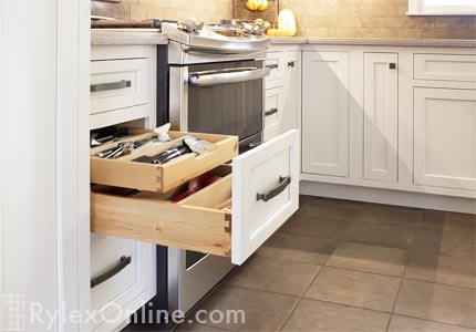 Kitchen Double Drawers with Drawer Dividers