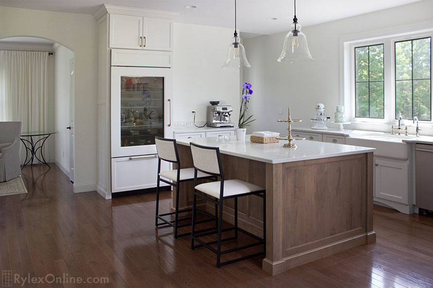 Earthy Tone Kitchen Island Addition Complements Existing Cabinets
