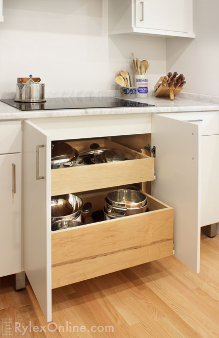 Kitchen Cabinets with Cookware Drawer
