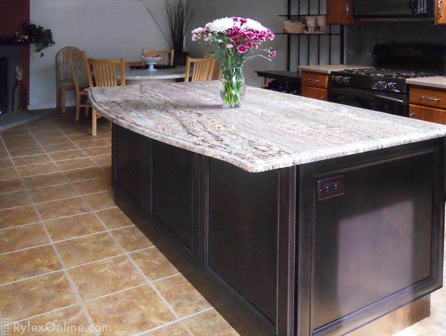 Granite Countertop Kitchen Island with Electrical Outlet