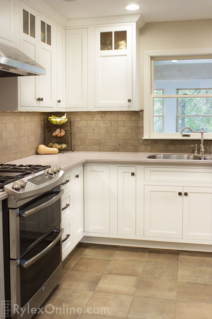 White Shaker Corner Upper and Lower Cabinets with Lazy Susan