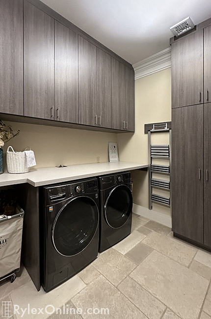 Laundry Room with Storage Cabinet and Ladder