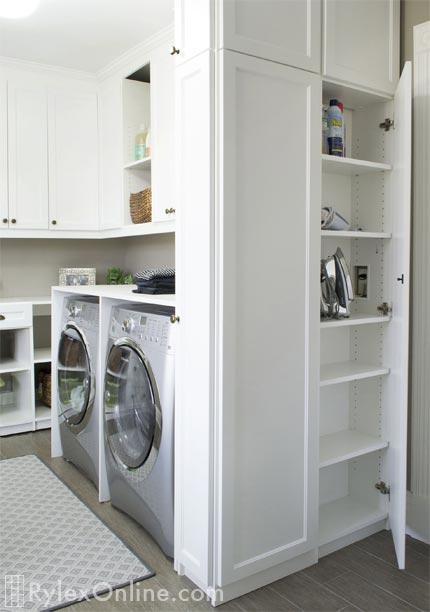 Slim Laundry Room Cabinet with Foldaway Ironing Board