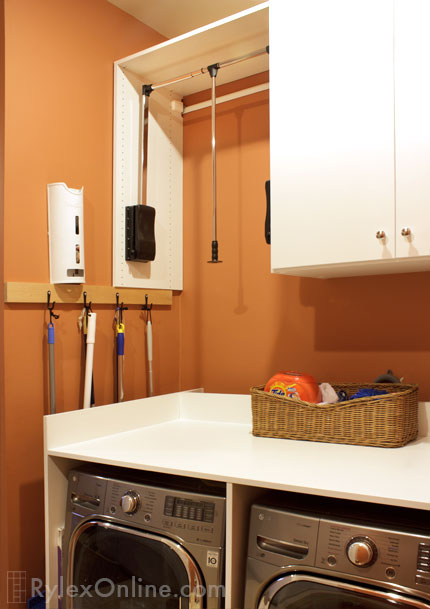 Pull Down Rod for Laundry Room Cabinets