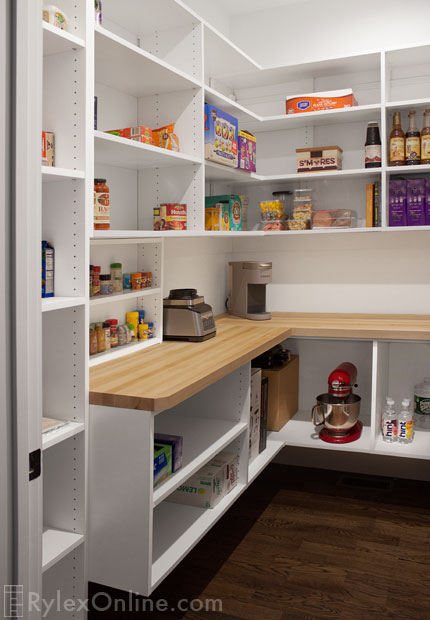 Kitchen Pantry with Butcher Block Counter