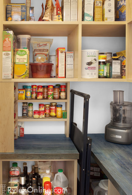 Kitchen Pantry with Maple Shelves