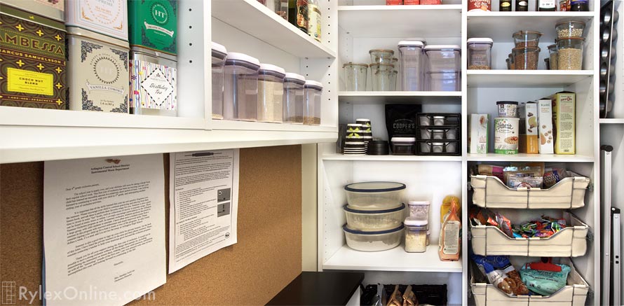 Kitchen Pantry Closet with Corkboard Wall