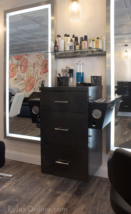 Textured Laminate Hair Salon Cabinet with Locking Drawers