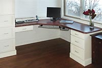 Corner Desk and White Shaker Cabinets