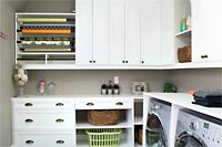 Contemporary Laundry Room with Wrapping Station