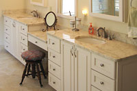 Bathroom Double Vanity with Granite Counter and Makeup Counter