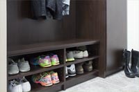 Mudroom and Laundry Room with Bench with Shoe Shelves Below