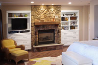 Fireplace Cabinets and Open Shelves with Entertainment Center