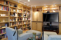 Entertainment Center Library with Adjustable Shelves and Deep Cabinets