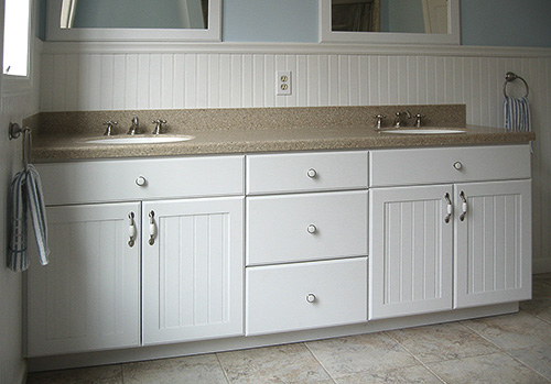 Double Bathroom Vanity with Corian Countertop