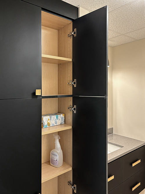 Built-In Bathroom Storage Cabinet Open