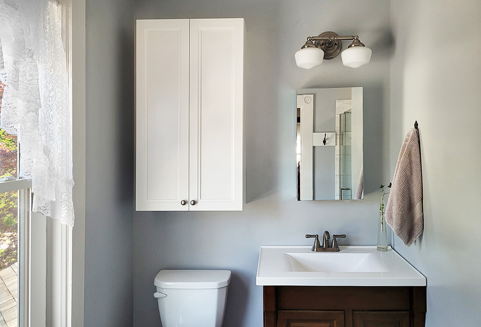 Custom White Bathroom Medicine Cabinet in Historic Home in Goshen, NY