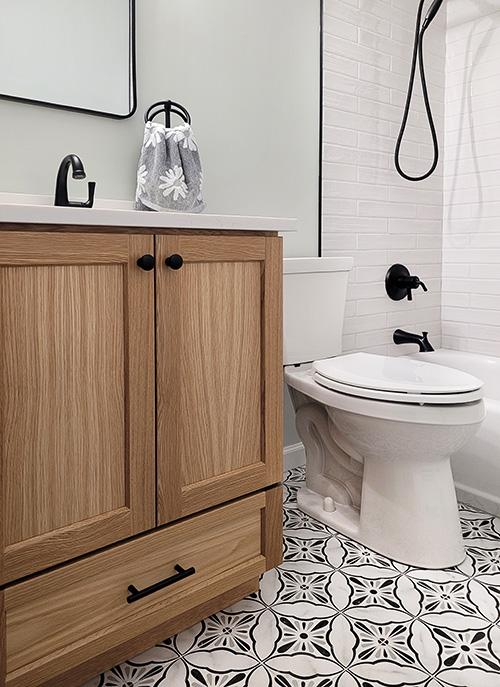 White Oak Vanity with Natural Finish with Transitional Design for a Timeless Look