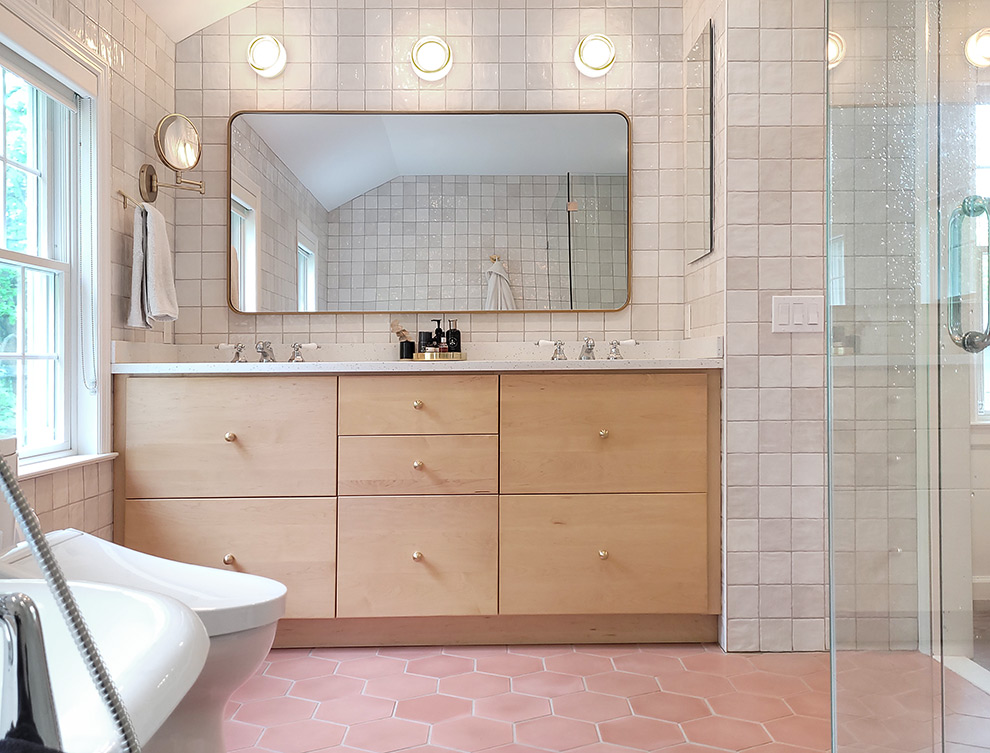 Custom Double Vanity In Maple