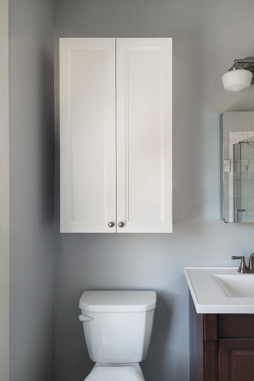Custom Built Bathroom Cabinet, Classic White Close Up