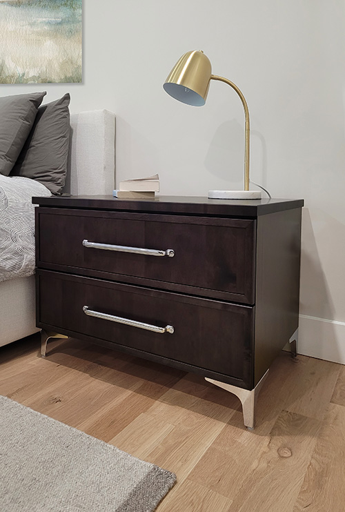 Custom Built Nightstand Balanced on Slim Chrome Legs