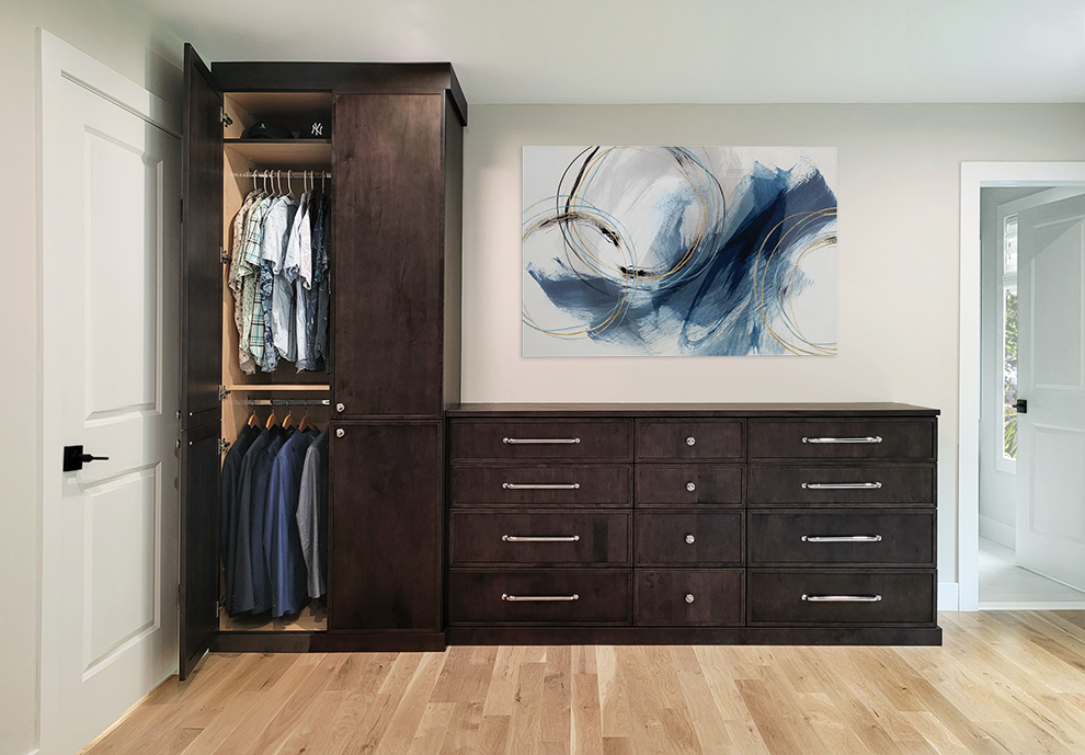 Custom Designed Built-In Wardrobe with Door Open