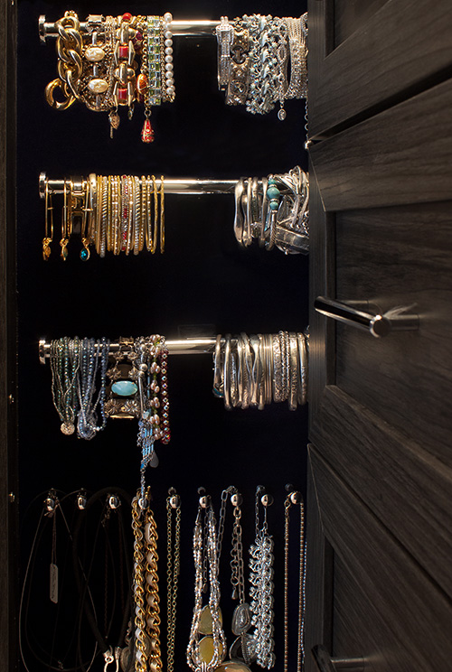 Custom Closet with Bracelet Hooks in Jewelry Cabinet