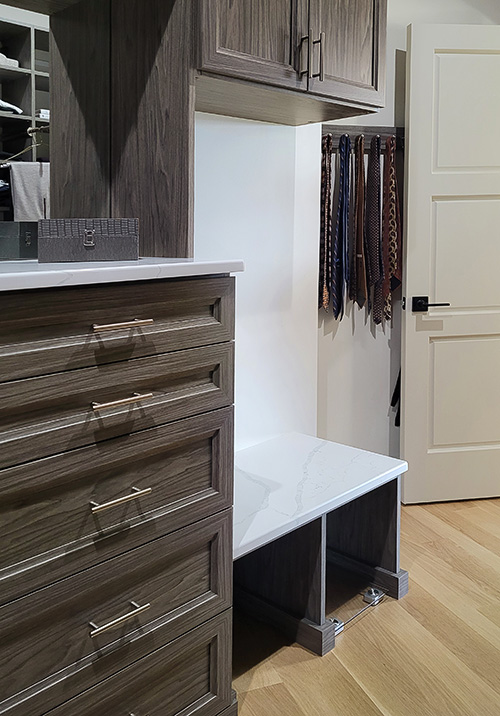 Builtin Closet Dresser with Adjacent Shoe Bench