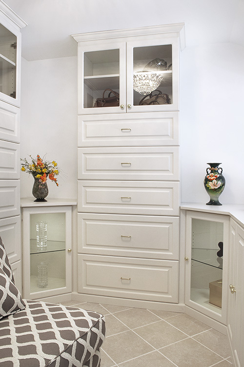 Closet Cabinets with Varied Depth Drawers