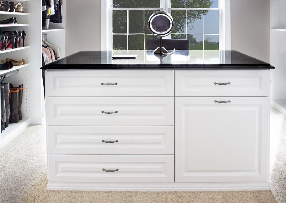 Bedroom Island Closet with Clothes Hamper