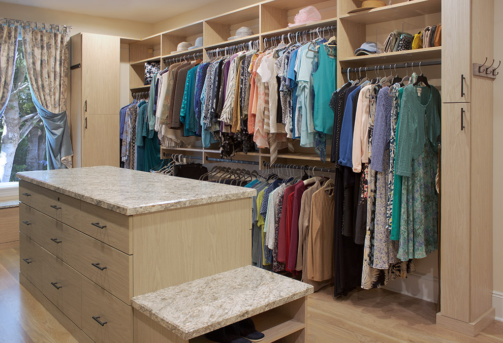 Master Closet with with Closet Island and Shoe Storage