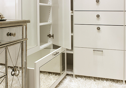 Closet Mirrored Drawer with Cabinet Drawers