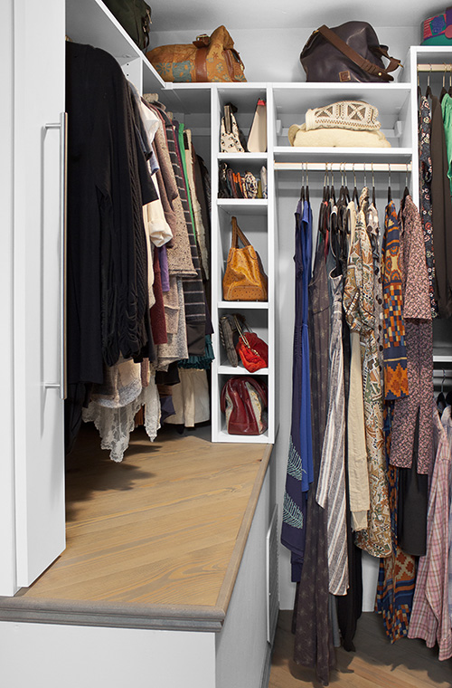 Master Closet with Purse Cubbies