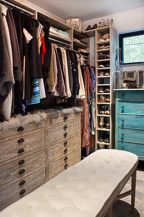 Luxurious Women's Closet Remodeling in Historic Home with Distressed Cabinet Finish