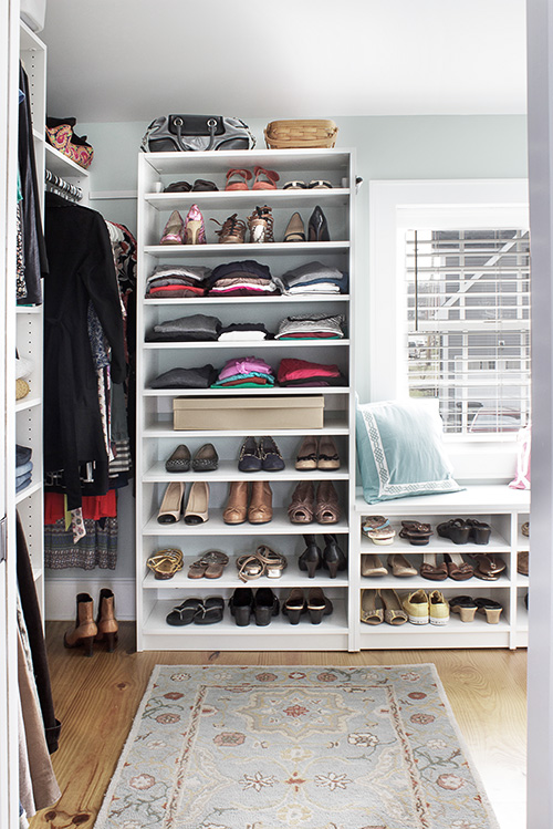 Closet Storage with Shoe Bench