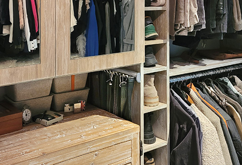 Custom Master Closet with Men's Shoe Cubbies & Cabinetry