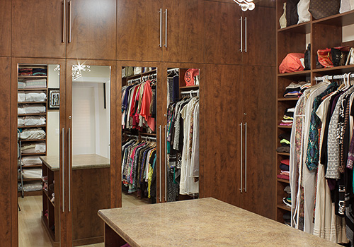 Closet Overview of Inset Mirrored Closet Doors