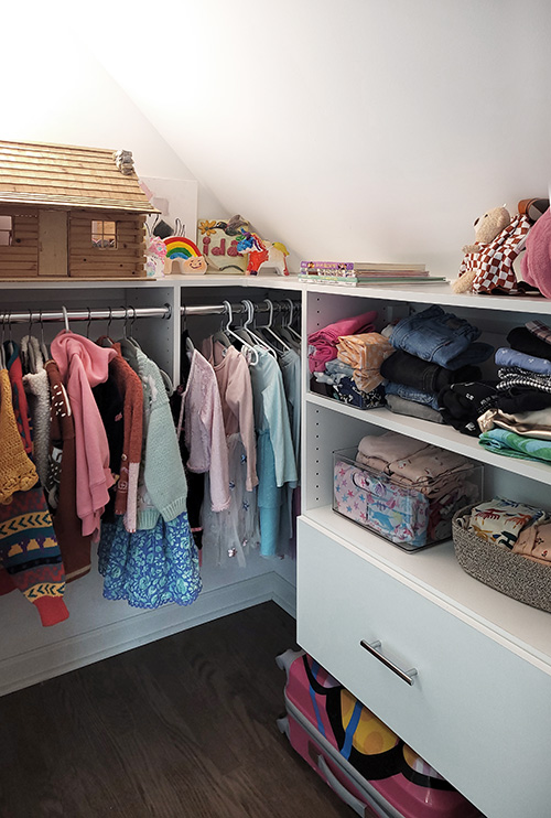 Kids Closet with Adjustable Shelves and Hanging Rods