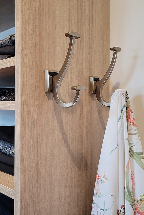 Stylish Robe Hooks in Ladies Closet