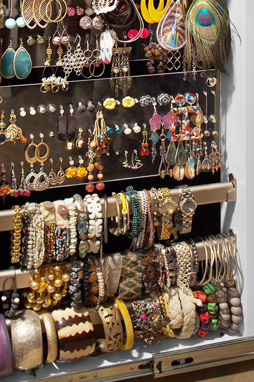 Custom Closet with Cabinet Lucite Earring Holders