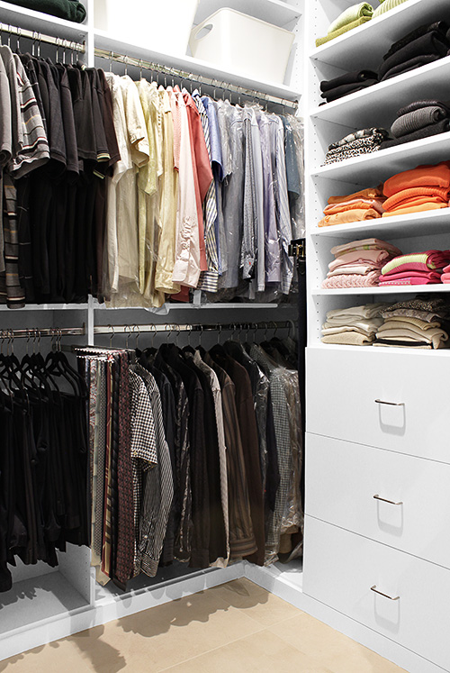 Men's Closet Cabinet and Open Shelves