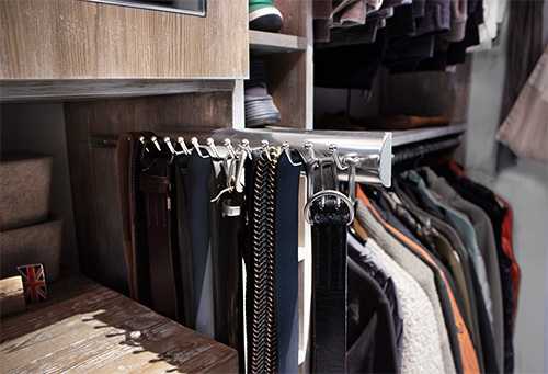Slideout Belt & Tie Rack for Custom Closet